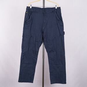 Men's Caterpillar Workwear Carpenter Pants 40x29 Blue Double Front Cotton Canvas